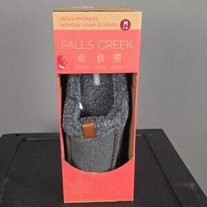 Falls Creek Men's Moccasin Slippers Gray 9-10 Memory Foam Machine Washable